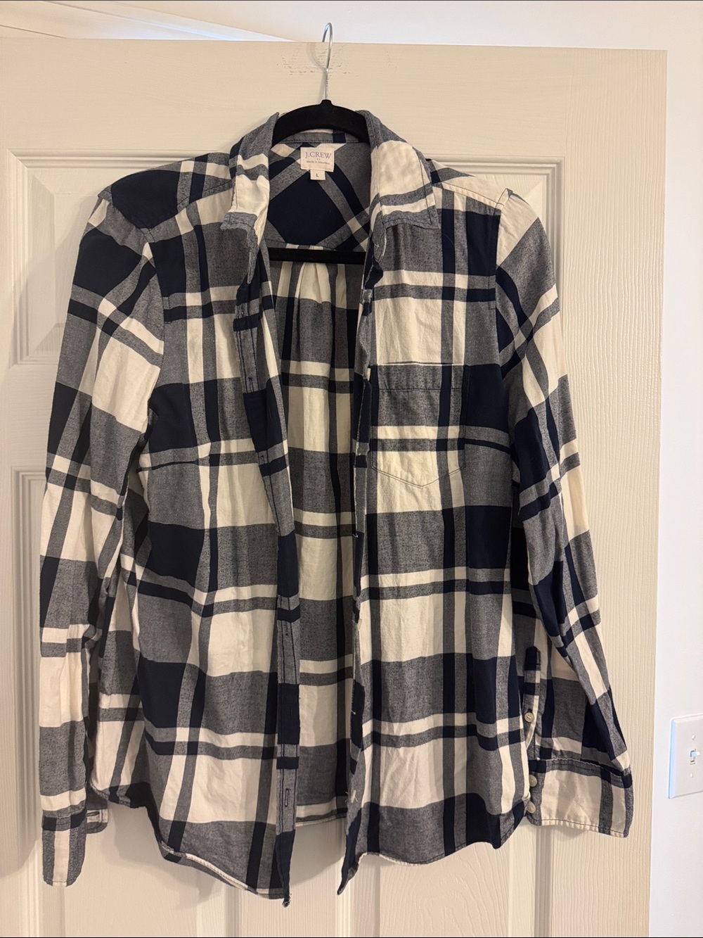 J. Crew Black and Cream Plaid Button-Down Shirt